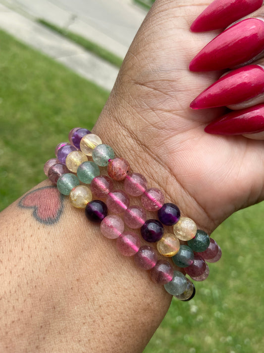 Multicolored Strawberry Quartz Bracelet